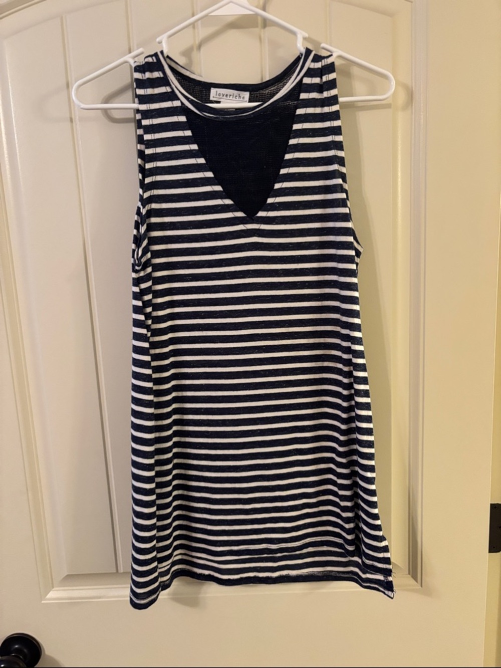 Love Riche Navy and White Striped Tank Top